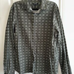 Express Olive and White Floral Shirt